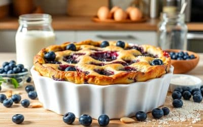 Clafoutis sans gluten ni sucre aux myrtilles