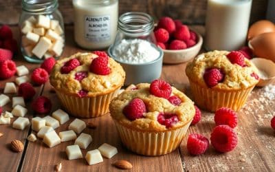 Muffins chocolat blanc et framboises sans gluten : la recette gourmande