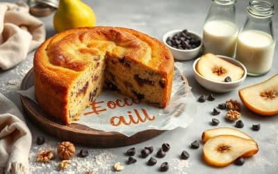 Cake sans gluten : poire, sarrasin, noix & pépites de chocolat