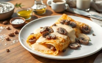 Crêpes sans gluten à la béchamel et champignons