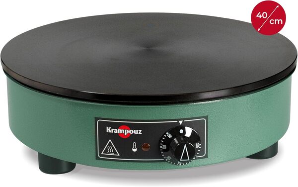KRAMPOUZ Crêpière Électrique BILLIG - Plaque en Fonte Usinée Diamètre 40 cm - 220-240 Volts et 3000 Watts - Véritable Crêpière Traditionnelle Bretonne Familiale - Fabriquée en France - Réf CEBPA4AO-KR