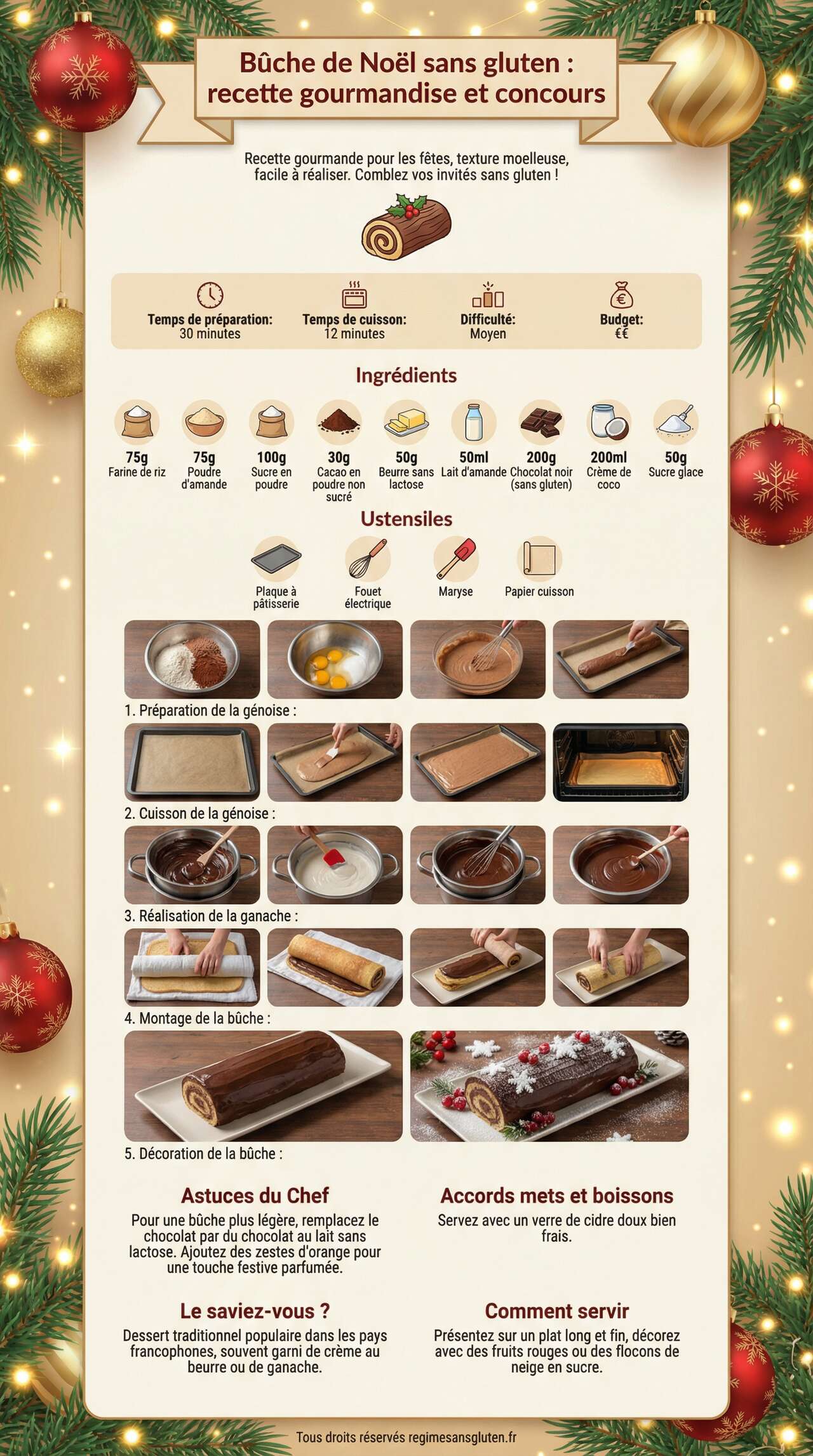 Fiche recette B&ucirc;che de No&euml;l sans gluten : recette gourmandise et concours