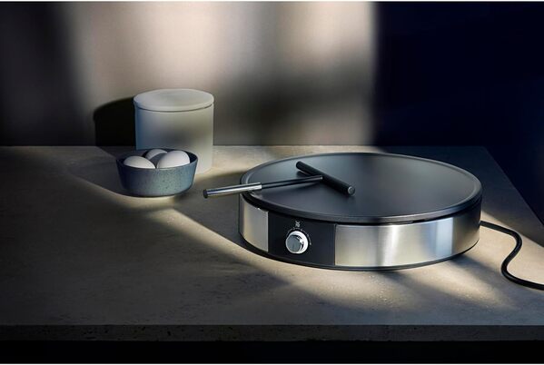 WMF Crêpière, Température réglable, 1600 W, Diamètre 33cm, Revêtement antiadhésif et plaque amovible pour un nettoyage facile, Design inox 18/10 Cromargan, Lono 0415120011