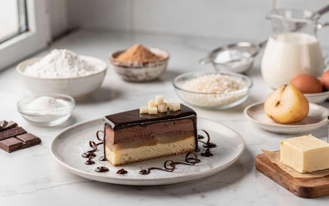 Entremet sans gluten : poire et Chocolat