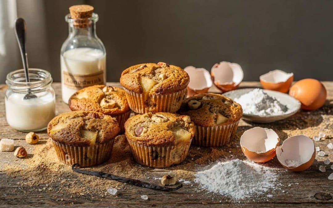 Muffins sans gluten : poire et noisettes délicieuses
