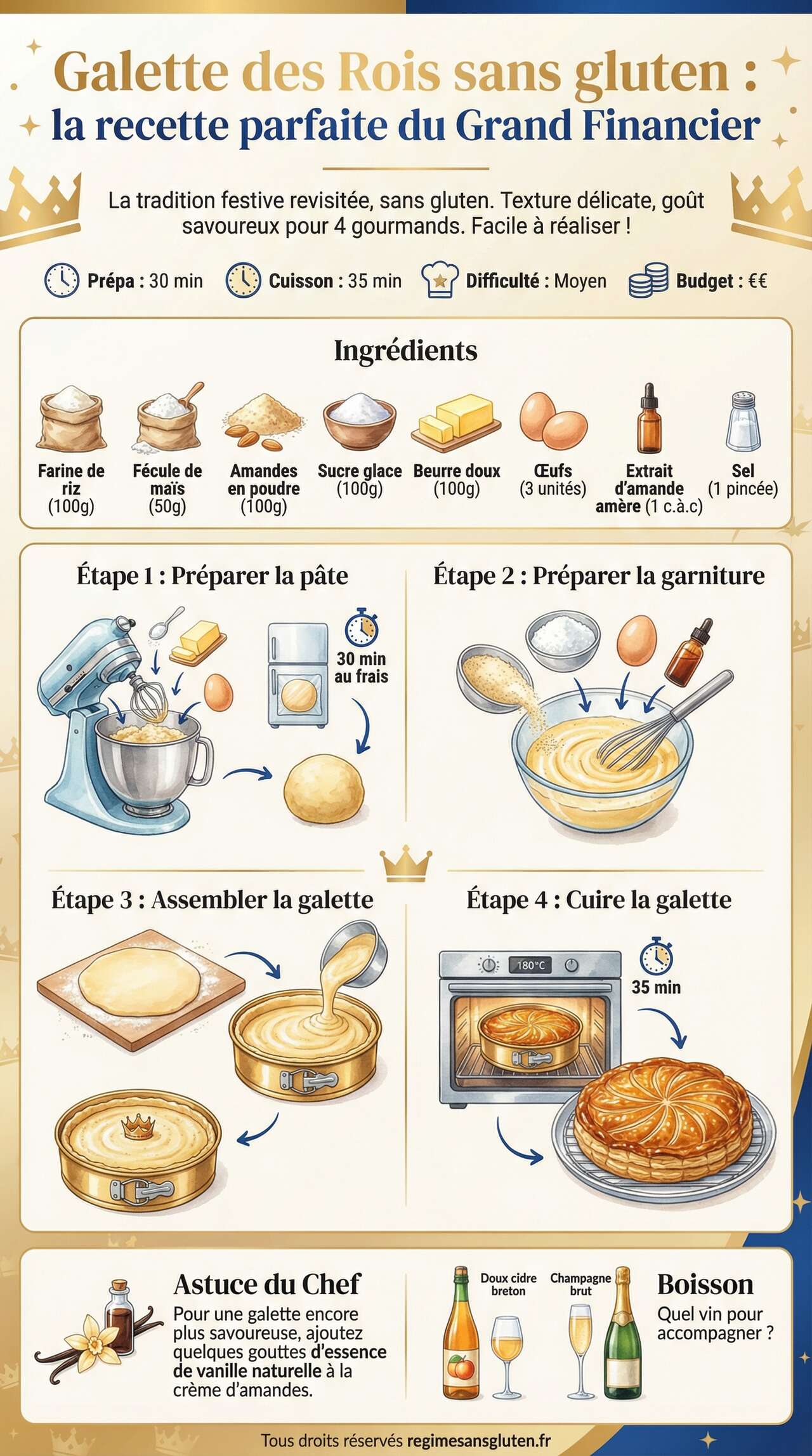 Fiche recette Galette des Rois sans gluten : la recette parfaite du Grand Financier