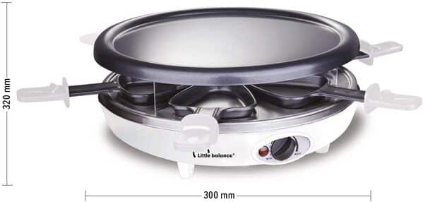 LITTLE BALANCE 8389 Happy Cheese Trio 1200 - Raclette Grill Crêpière - 3 fonctions en 1 seul appareil - 6 personnes - Revêtement anti-adhésif - Accessoires fournis - Puissance 1200 W - Noir & Blanc