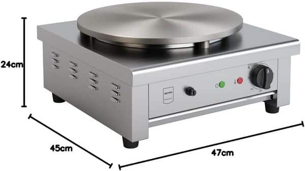 METRO Professional Appareil à crêpes GCP1040, Acier Inoxydable/Fonte,47x45x24 cm, Ø plaque 40 cm, 3000 W