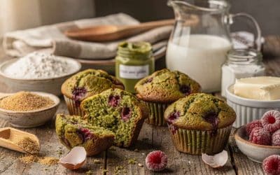 Muffins pistache framboise sans gluten : recette gourmande