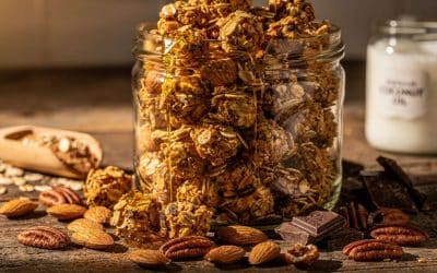 Recette de granola sans gluten : amandes, noix et chocolat