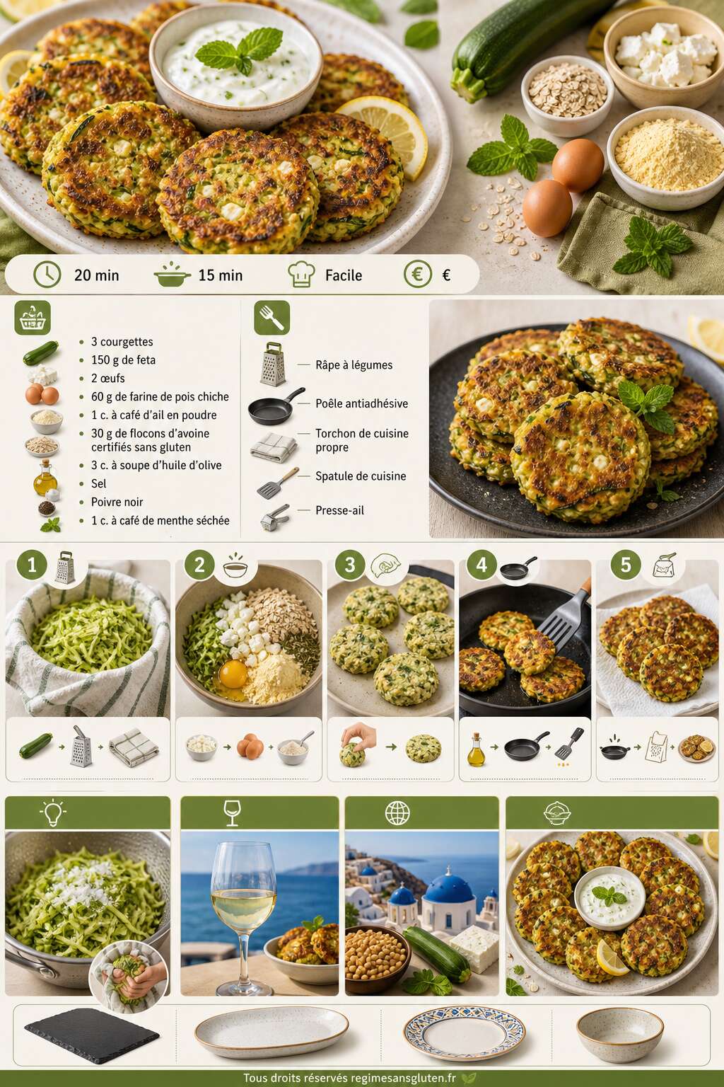 Fiche recette Galettes de courgette et feta sans gluten&nbsp;: recette savoureuse