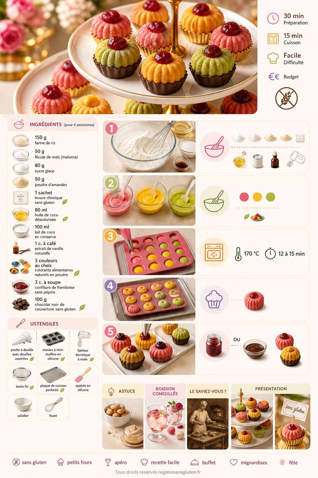 Fiche recette Petits fours sans gluten : recette facile et savoureuse
