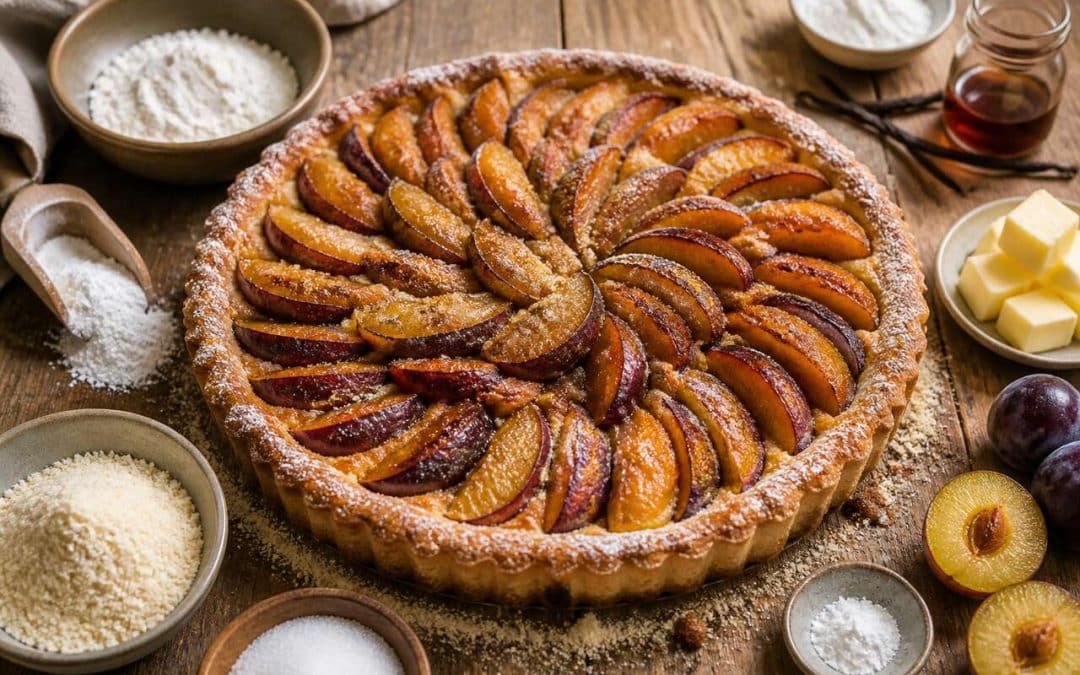 Tarte aux prunes sans gluten : recette facile et savoureuse