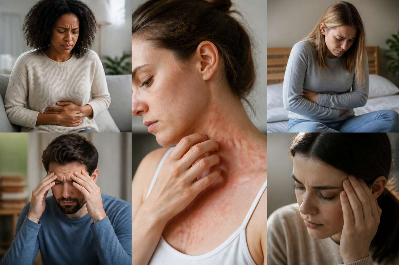 Les symptômes typiques d’une crise : digestifs, cutanés, neurologiques Les symptômes typiques d’une crise : digestifs, cutanés, neurologiques