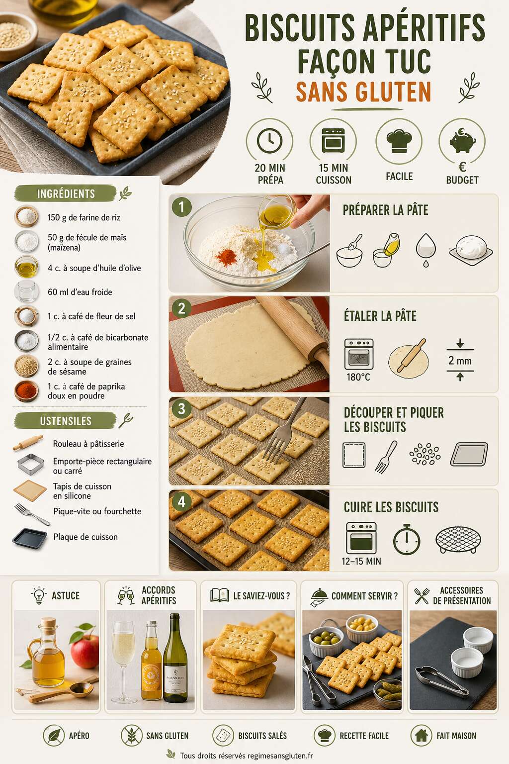 Fiche recette Recette de biscuits apéritifs TUC sans gluten Fiche recette Recette de biscuits apéritifs TUC sans gluten