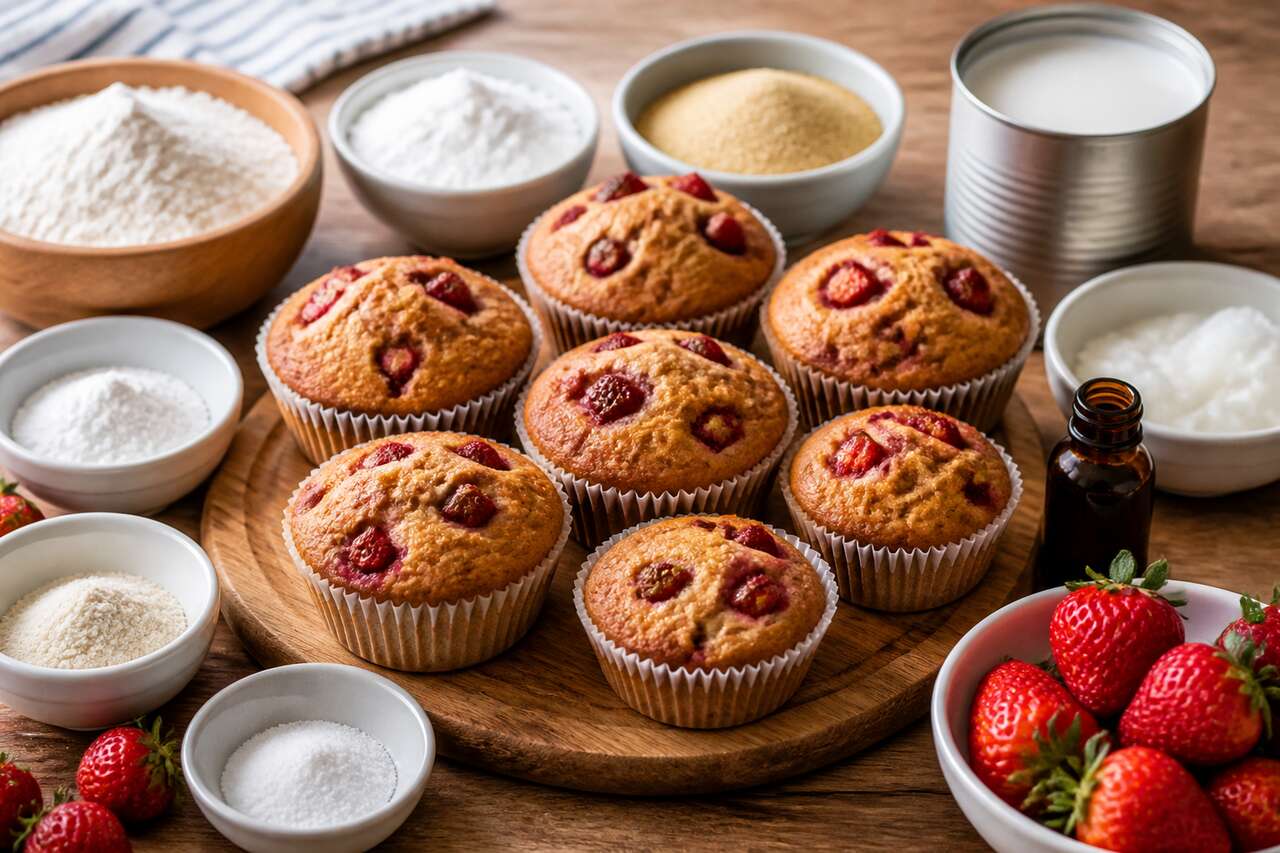 Muffins fraise sans gluten ni lactose : recette gourmande