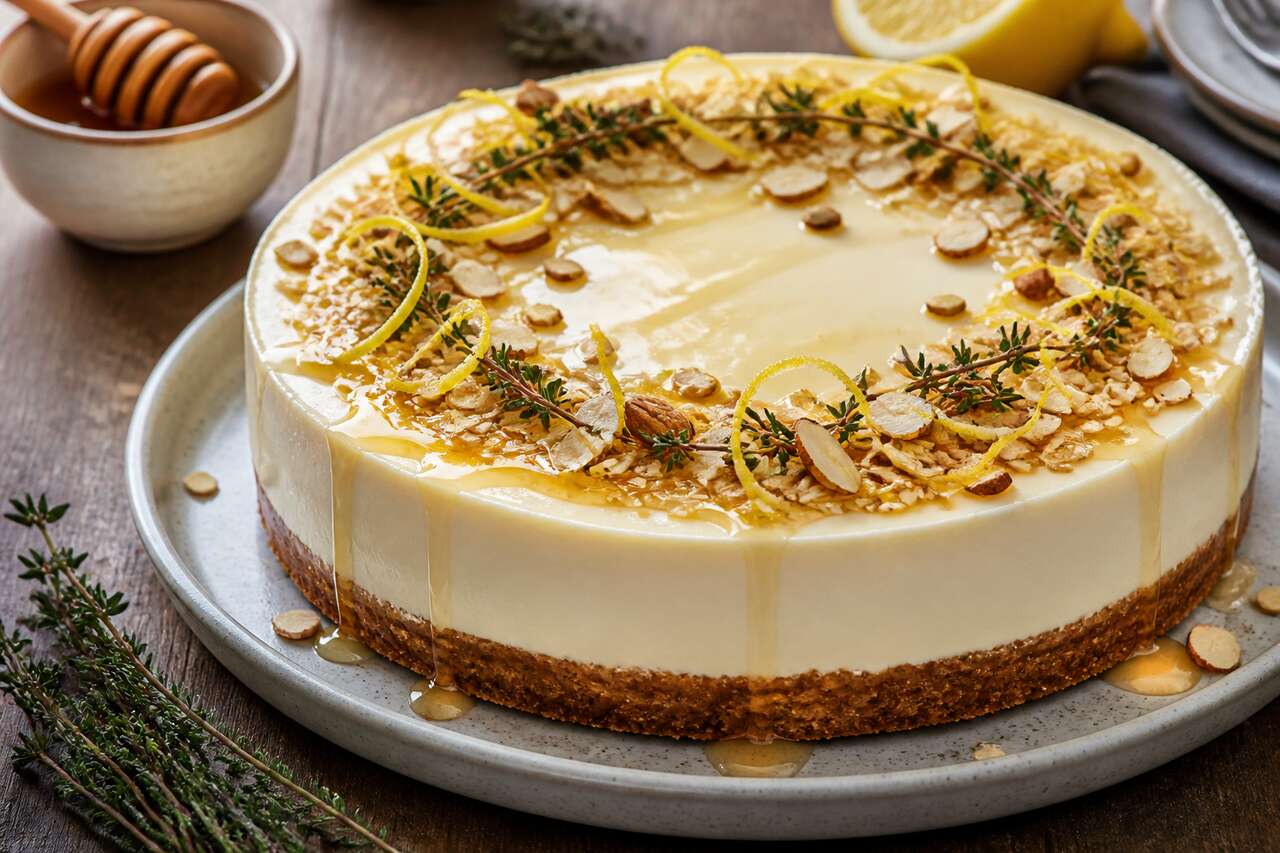 Recette cheesecake miel thym sans gluten d'Ottolenghi