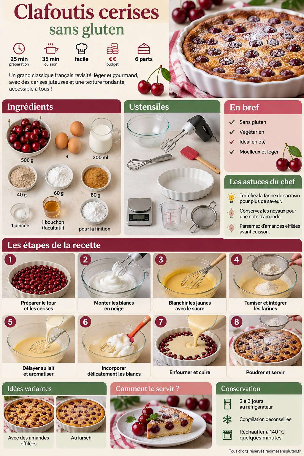 Fiche recette Clafoutis cerises sans gluten Fiche recette Clafoutis cerises sans gluten