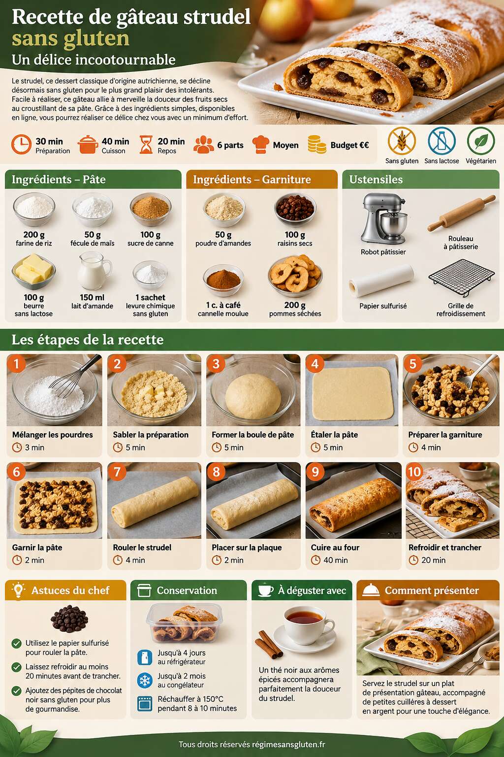 Fiche recette Recette de gâteau strudel sans gluten : un délice incontournable Fiche recette Recette de gâteau strudel sans gluten : un délice incontournable